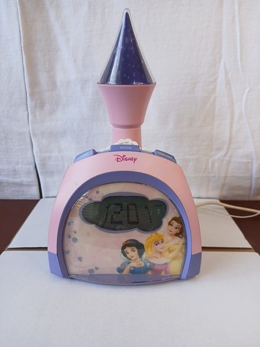 Disney Princess Castle Alarm Clock Radio Pink Purple Starlight Excellent Cond.