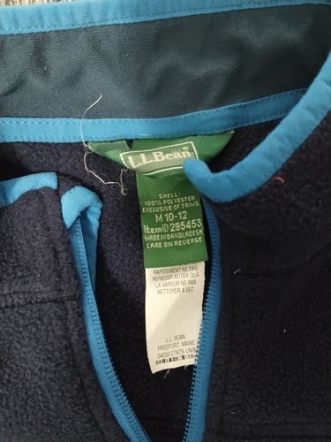 LL Bean Jacket Youth Medium 10-12 Blue Fleece Full Zip Outdoors Casual Coat Kids - Picture 2 of 5
