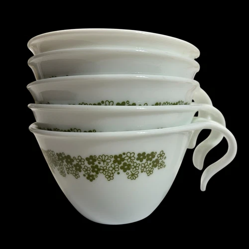 Vintage Corelle Crazy Daisy Spring Blossom Hook Handle Coffee Cups Lot of  5 EUC