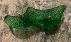 Vintage Fenton Daisy And Button Emerald Green Glass Shoe Slipper Glass Figurine