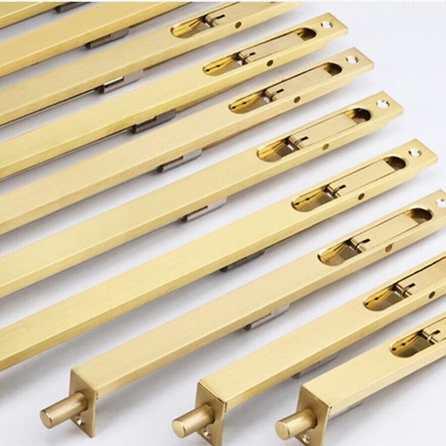 2x Solid Brass Door Bolts Lever Action Flush Slide Bolt Latch Lock 6'' to 12'' - Picture 4 of 8