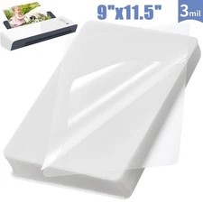 100 Pack Clear Thermal Hot Laminating Pouches Sheets 9"x11.5" Letter Size 3 mil