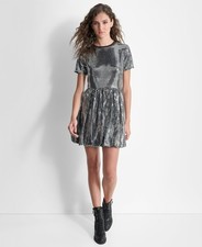 DKNY Women's Sequin Bubble Skirt Mini Dress Black Size L SALE $179