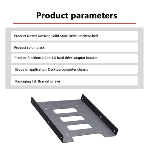 2.5" Skids For SSD To 3.5" Bay Caddy Tray Hard Drive HDD Metal Mounting Dock - Photo 6/13