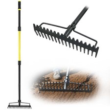 Jardineer Bow Rake Heavy Duty, Long Handle Me...