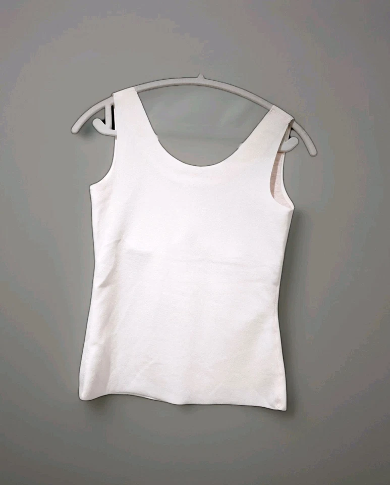 White Seamless Racerback Thermal Tank Top Size 10-12 - Image 3 of 4