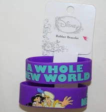 Two 2 Disney Aladdin & Princess Jasmine A Whole New World Song Rubber Bracelets