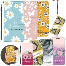 Personalised Name Wallet Phone Case Cover For Samsung Galaxy S24 S25 A56 A15 A35