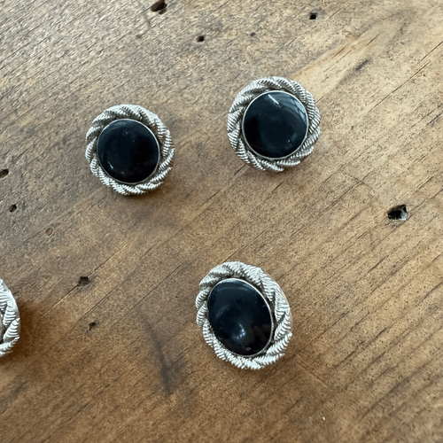 9 Vintage Ungaro Midnight Blue Silver Tone Buttons - Picture 2 of 7