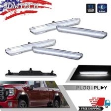 4PCS/Set For 20-24 GMC Sierra 2500 3500 Clear Lens White LED Side Marker Lights