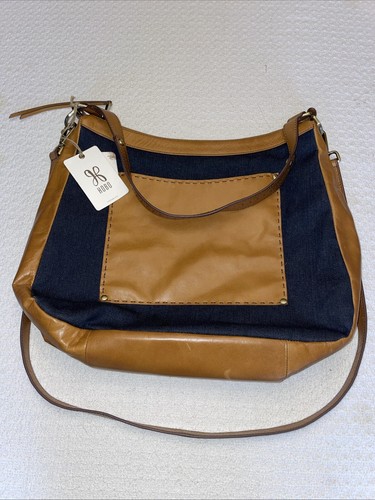 Cartera de cuero Hobo índigo y tostado - Imagen 1 de 9