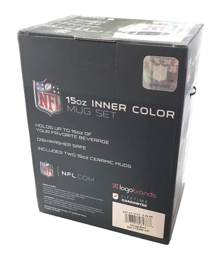 NFL Chicago Bears innere Farbe Becher Set 15oz weiß Keramik Dual Team Logo 2er-Packung neu in Verpackung - Bild 6 von 8