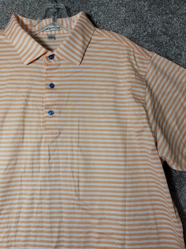 Peter Millar Mens L Stripe Cotton Polo Shirt EMBROIDERED Noble Energy - Picture 5 of 18