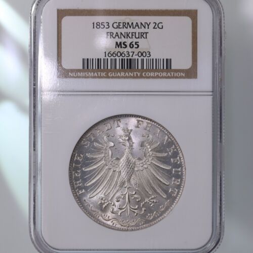 1853 Germany 2G Frankfurt NGC Certified MS65 Pop 1 Top Pop