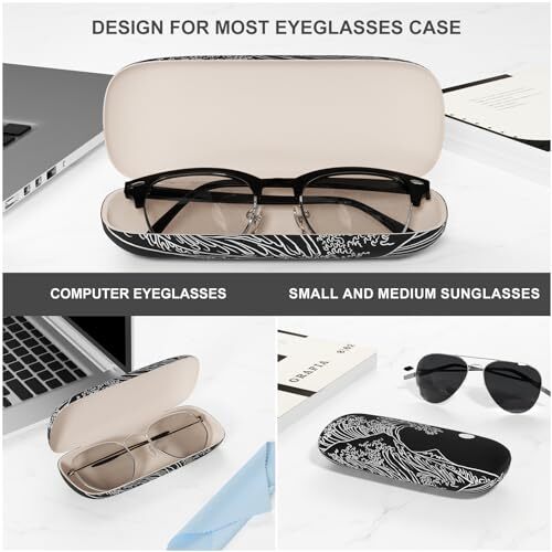 Eyeglasses Case, Portable Hard Shell Protective Case For Abstract Waves - Bild 4 von 7