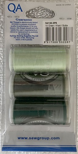 QA Thread 3 Spool x 500m Pack of All Purpose Sewing Thread GREENS - Picture 2 of 2