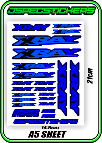 XRAY RC A5 STICKER SHEET NT1 T4 XB9 RX8 ELECTRIC NITRO DECALS HUDY R/C BLUE B - Picture 3 of 7