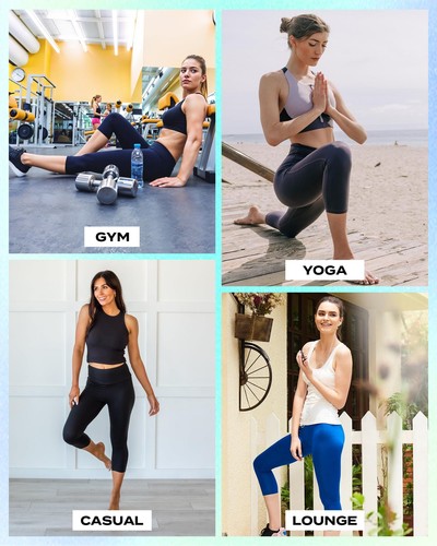Capri Leggings for Women - Tummy Control Black Leggings with Pockets High Wai... - Picture 4 of 4