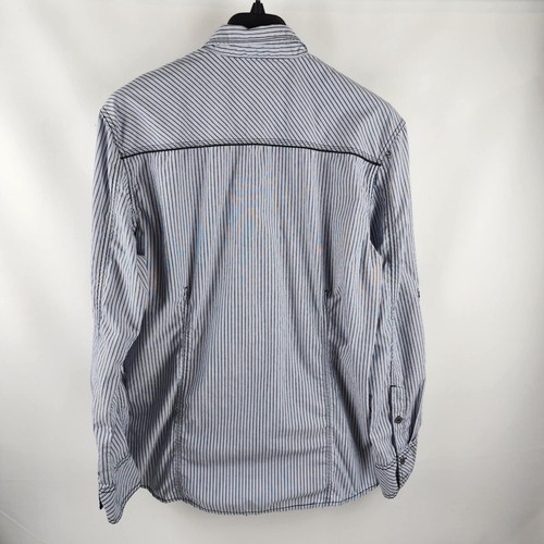 BKE Shirt Mens XL Gray/Black Striped Athletic Fit Long Sleeve Button Up - Picture 2 of 8