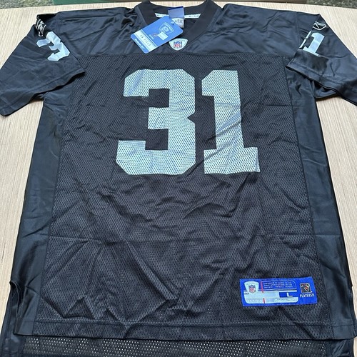 Maglia Deadstock Y2K Oakland Raiders vintage Phillip Buchanon #31 nera sul campo L