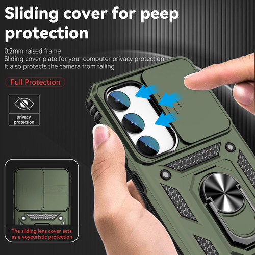 For Samsung Galaxy S23 5G Case with Screen Protector Kickstand Metal Ring Green - Picture 5 of 12