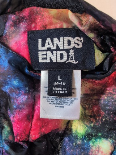 Land's End Girls Galaxy Jacket Reversible Puffer Fuzzy Hooded - Size Large - Picture 8 of 8