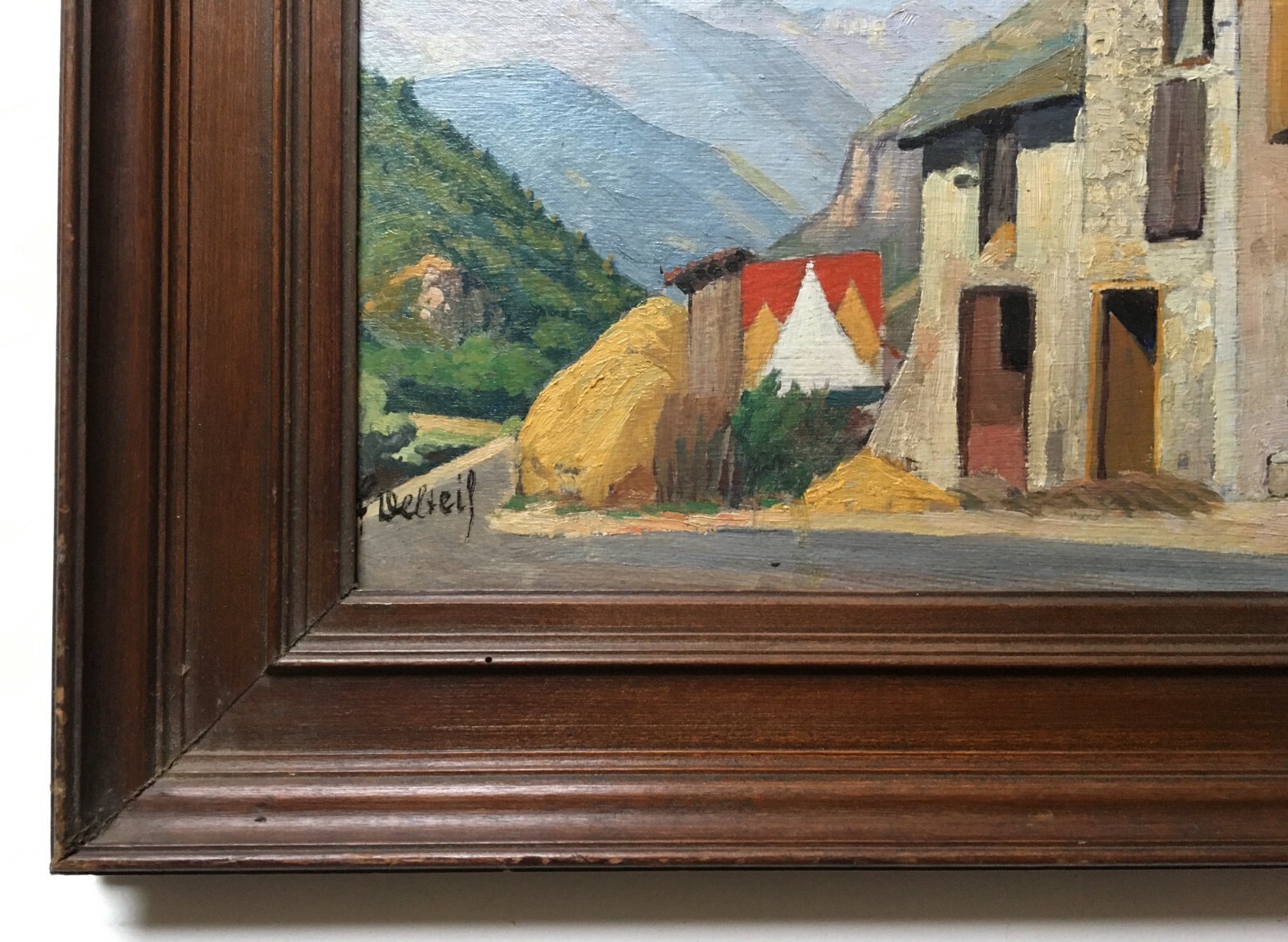 Tableau ancien signé, Huile sur carton, Bompas, Ariège, Montagne, Peinture, XXe Speciale prijs lage prijs