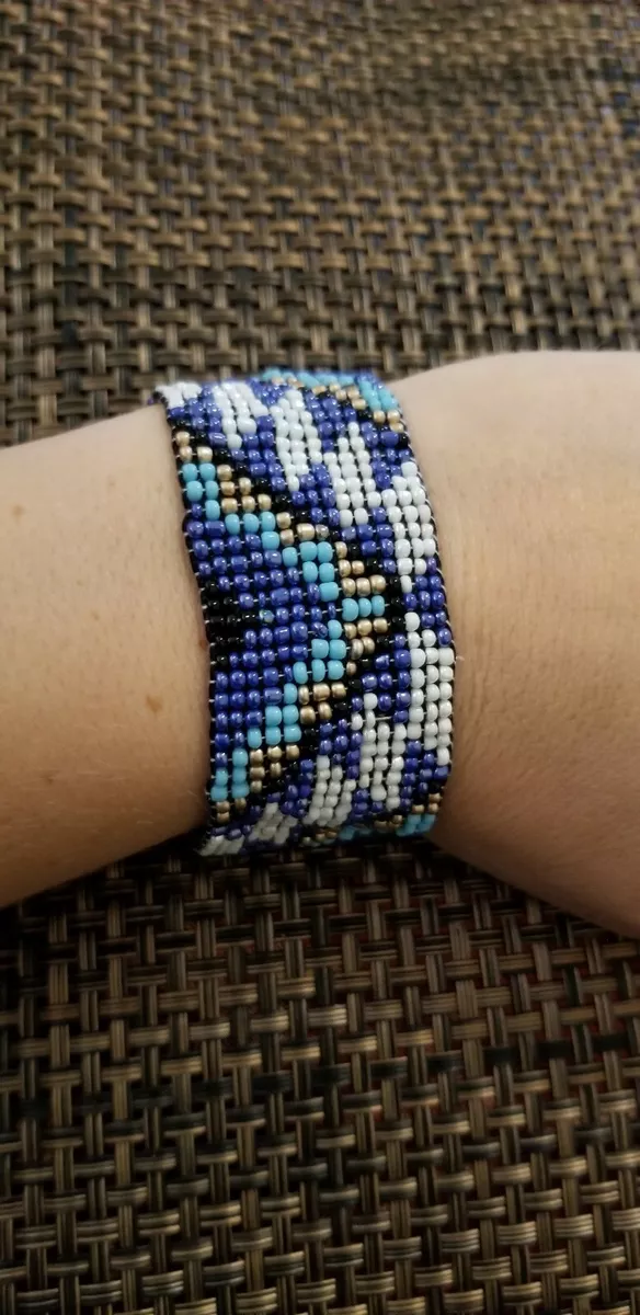 Jagua Ink Tribe - Art# K291 3.5+ inch. Original Kayapo Traditional Peyote  stitch Beaded Bracelet from Brazil. – Fresh Jagua ®