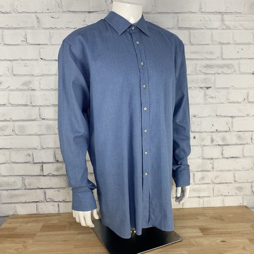 Etro Shirt Men's XL 45 Long Sleeve Button Up Blue Made in Italy 100% Cotton - Picture 8 of 13