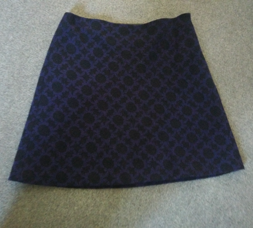 Hobbs 100% Wool Smart Short Skirt Fully Lined Black Purple Office Work Size 12