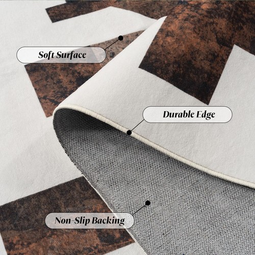 Washable Modern Area Rug 4x6 Geometric Style Rugs for Living Room Non Slip No... - Picture 3 of 7