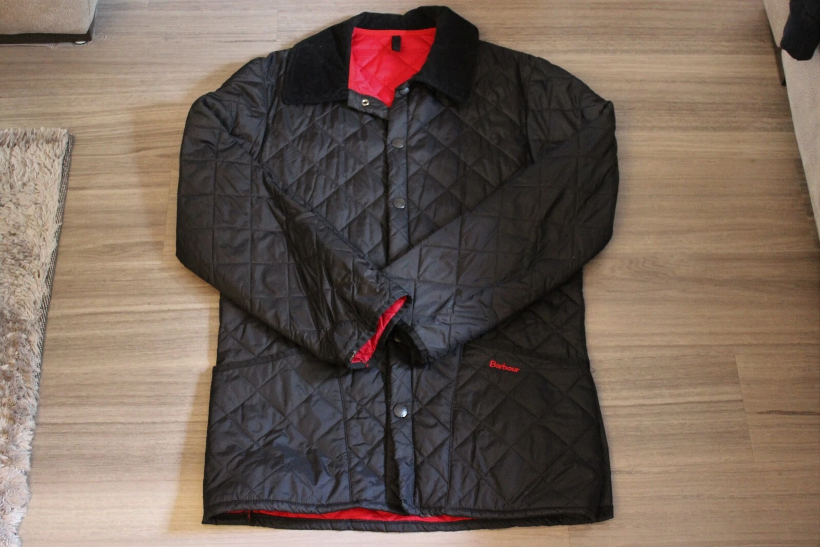 Barbour Quilted Jacket Red Black Coat