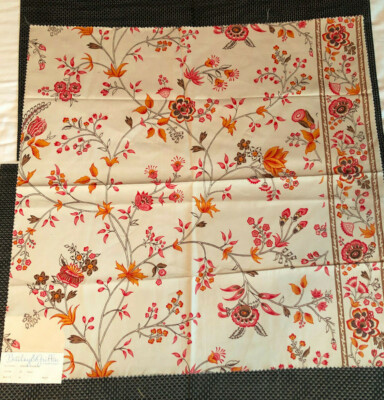 BAILEY & GRIFFIN Patrice in Flame 25 1/2 x 26'' Floral Cotton Fabric Sample
