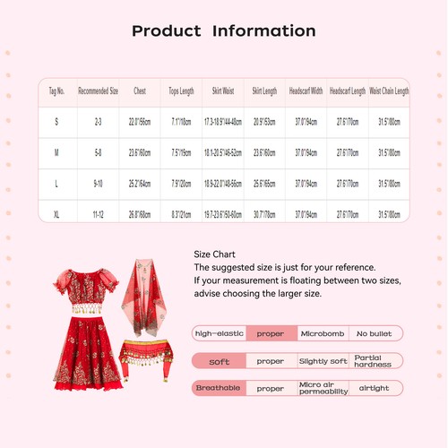 Kinder Mädchen Verkleiden Karneval bauchfreies Oberteil mit Rock Spiel Outfit Tanz indischer Bauch - Bild 16 von 38