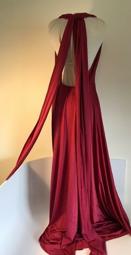 NEW Kleinfeld Red Bridesmaid Dress Halter Stretch Merlot Long Formal PG2165501 - Picture 7 of 9