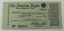 1953 AMERICAN LEGION membership card ~ Wilmington, NC