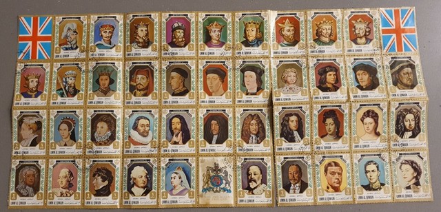 UMM AL QIWAIN VINTAGE KINGS AND QUEENS OF ENGLAND 44 POSTAGE STAMPS UAE MINT UMM AL QIWAIN VINTAGE KINGS AND QUEENS OF ENGLAND 44 POSTAGE STAMPS UAE MINT