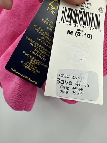 Polo Ralph Lauren Logo Terry Hoodie Girls Watch Hill Pink Pullover Sz M 8-10 - Picture 2 of 4