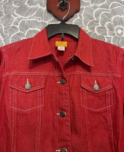 Ruby Rd Women’s Size 12 Petite Red Button-Up Denim-Style Cotton Jacket! A4331 - Picture 2 of 4