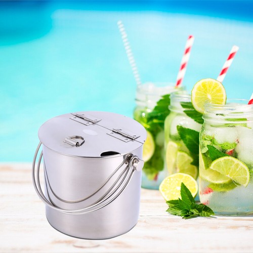 1pc Stainless Steel Ice Bucket with Portable Handle and Lid for Home Bar - Picture 12 of 12