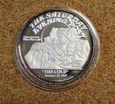 THE COLD NORMAN ROCKWELL 1988 LE#01235~ 2 OUNCE TROY .999 FINE SILVER ROUND 48.25 per troy oz