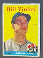 VINTAGE 1958 Topps BILL VIRDON # 198 - VG - creases