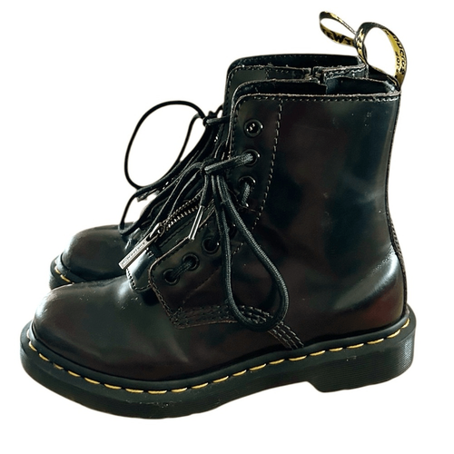 Dr Martens Pascal Double Zip Boots Red Black Smooth Leather size 6 - Picture 4 of 9