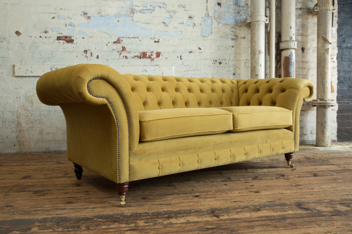 Velvet mustard sale couch