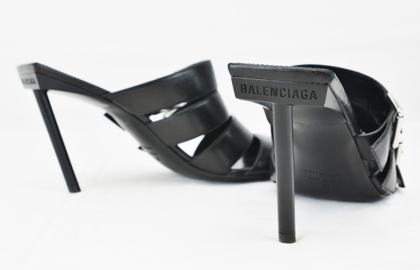 Balenciaga Strappy Mules, 643144, Black Calfskin, EU 40 UK 7, Worn Once, Boxed - Picture 10 of 16