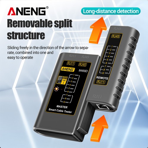 ANENG M469D LAN Netzwerkkabel-Detektor Anschluss RJ45+RJ11 Stiefel Endstecker - Afbeelding 12 van 16