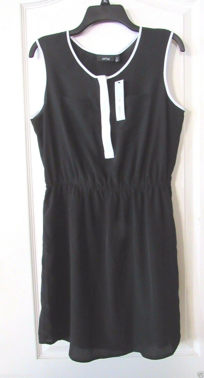 black dress with white trim