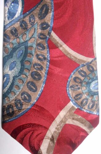 Oscar de la Renta Men's Silk Tie 57" X 4" Multi-Color Abstract Paisley