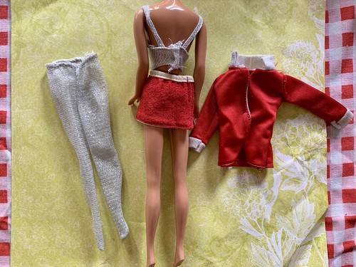 Vintage Barbie Clothing Red Silver Glittery Tinsel 4 Pieces - Picture 2 of 8