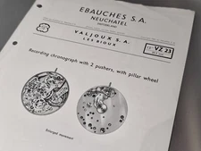 Valjoux 23 chronograph vintage watch original 4-pg 1953 Parts and Repair Guide